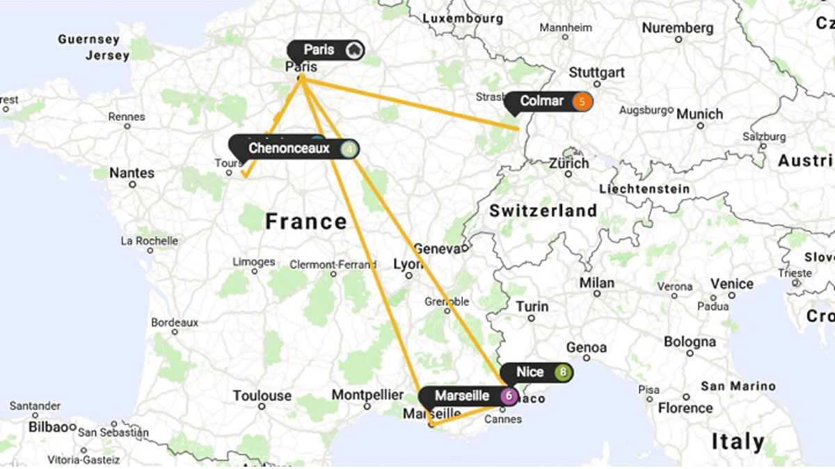 Eurail France Rail Map - France Itinerary