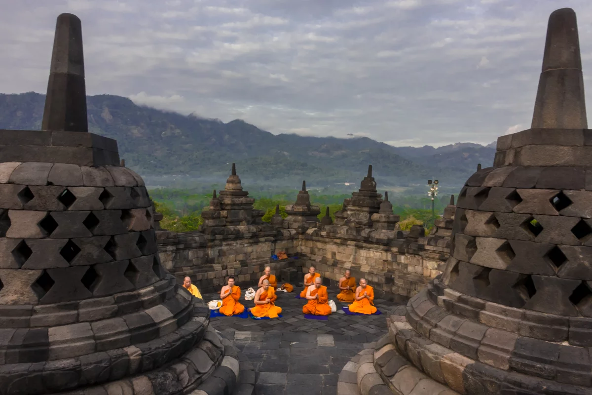 Borobudur Candi Temple The Monks Are Chanting 2 - Yogyakarta Photography Guide