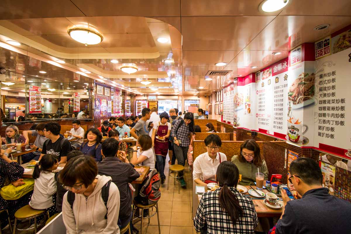 Interior of Busy Kam Wah Cafe - Hong Kong Food Guide
