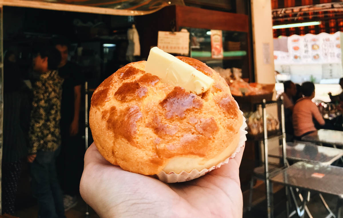 Pineapple Bun with Butter at Sai Kung Cafe and Bakery Hong Kong Food Guide