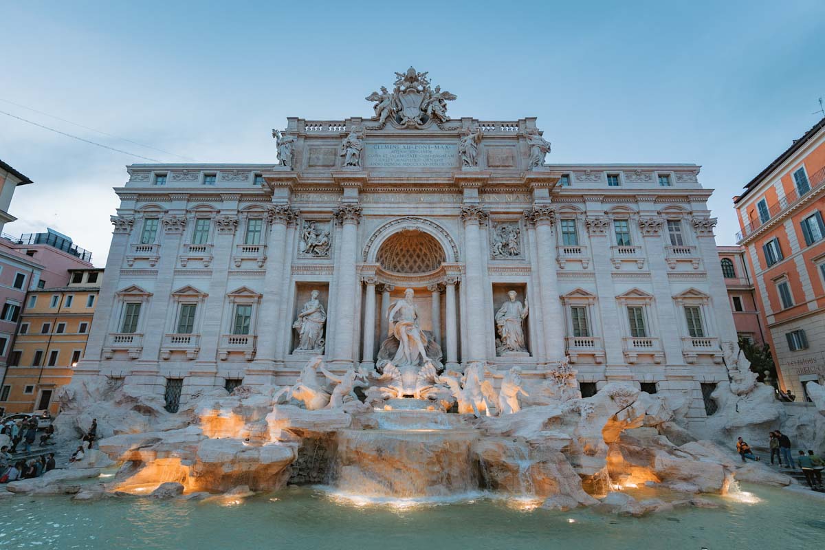 Trevi fountain in Rome, Italy - Europe Itinerary Backpacking on Budget