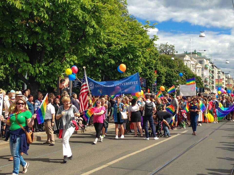Merine at a Pride Parade in Sweden - 58-year-old Singaporean Solo Backpacker