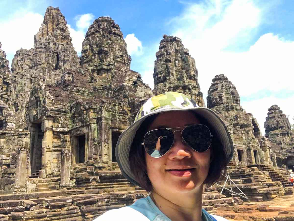 Merine at the Angkor Wat - 58-year-old Singaporean Solo Backpacker