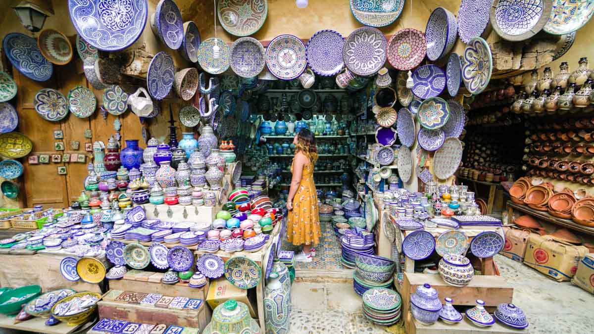 Ceramic Plate Store at the Henna Souk - Morocco Itinerary