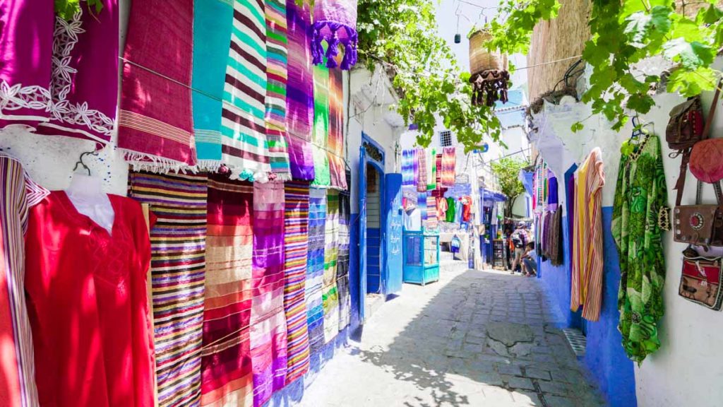 Shopping Street in Chefchaouen - Morocco Itinerary