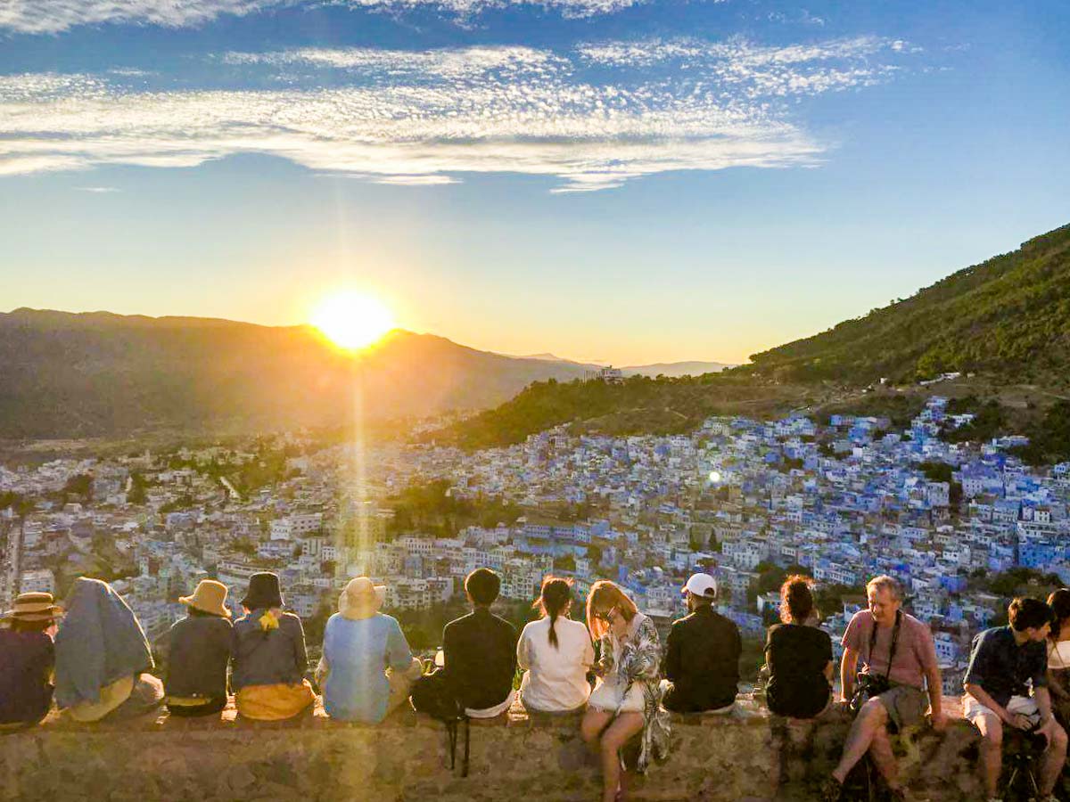 Sunset at Hilltop Mosque Overlooking Chefchaouen Medina - Morocco Itinerary