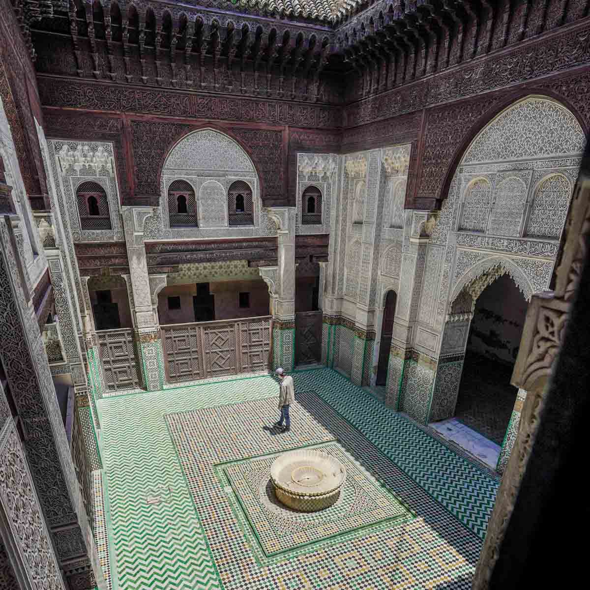 Top Down View of Bou Inania Madrasa in Meknes - Morocco Photo Guide