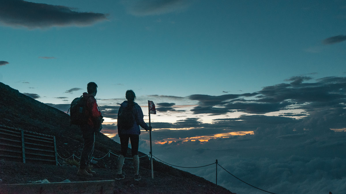 Climbing Mount Fuji - Hike Process Back View