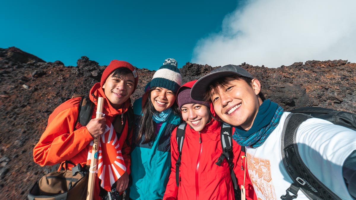 Climbing Mount Fuji - Post Summit Team Photo