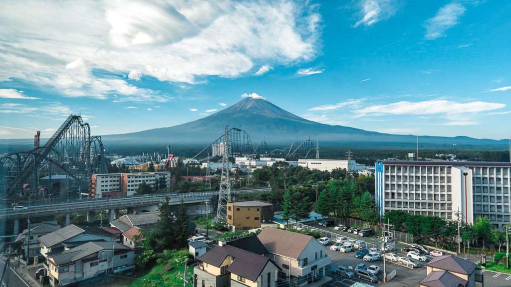 Climbing Mount Fuji - View of Fuji and Fuji Q