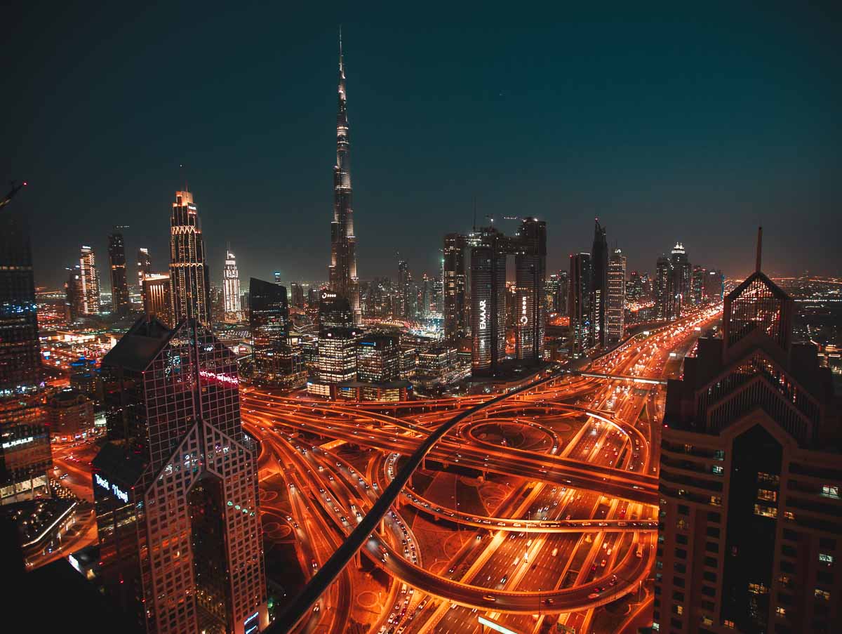 Sunset at Dubai Road Junction- Dubai Guide