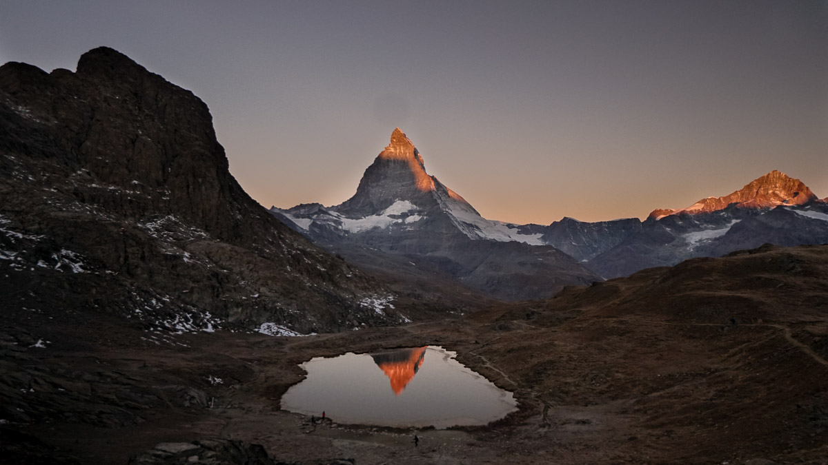 Matterhorn at Sunrise from Rifflesee - Switzerland Swiss Travel Pass Guide