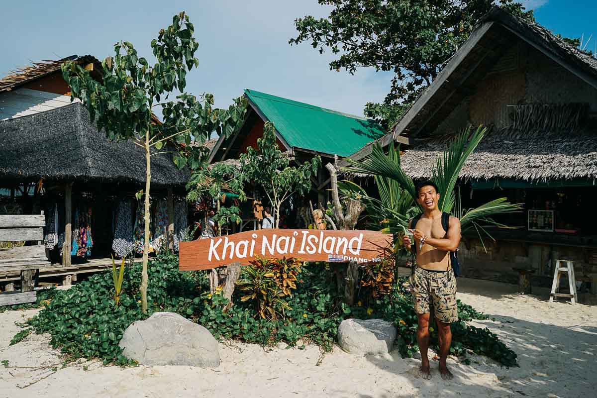 Posing with Khai Nai Island Signage - Phuket Island Hopping _