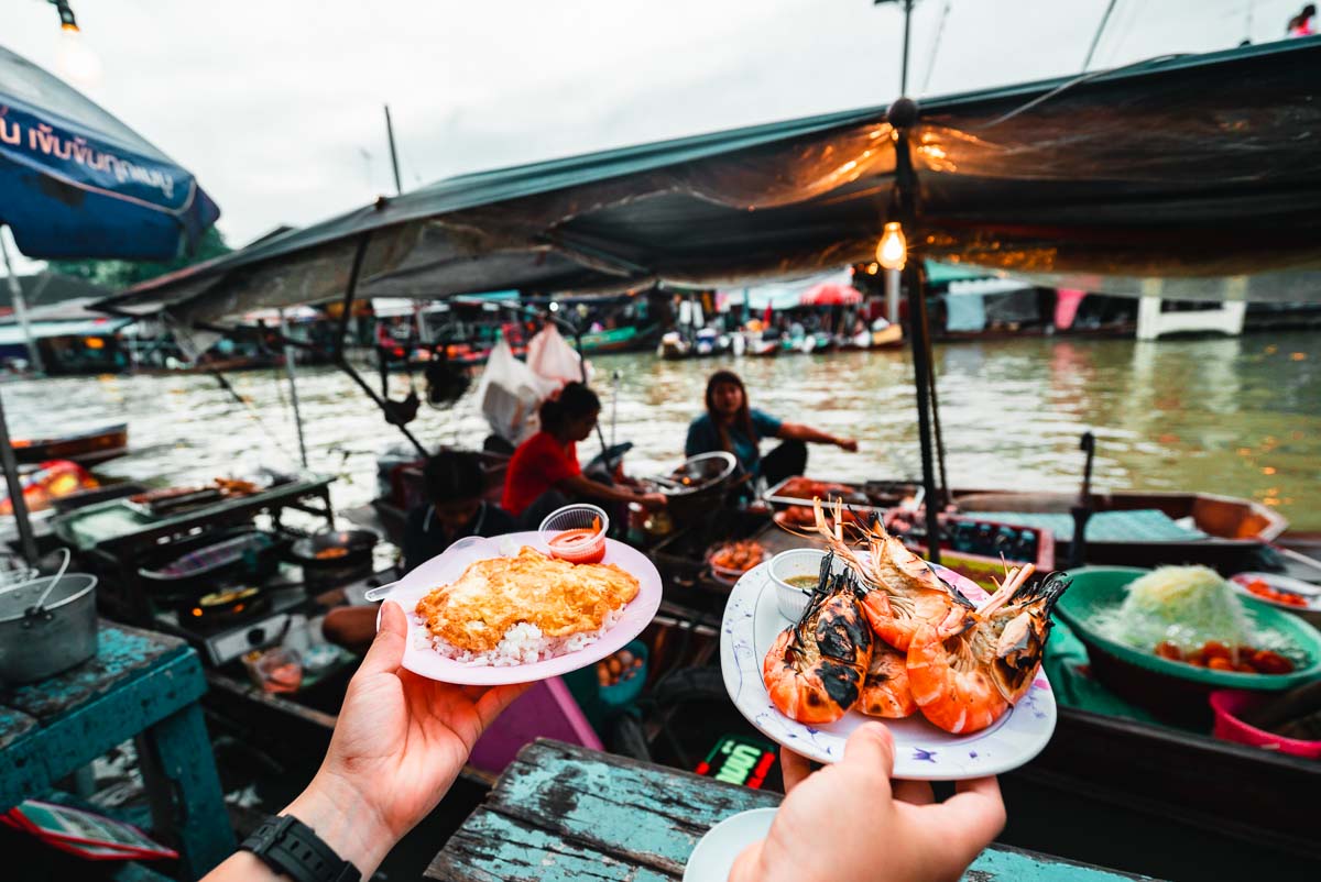 Having Fresh Seafood at Amphawa Floating Market - Backpacking Southeast Asia Itinerary