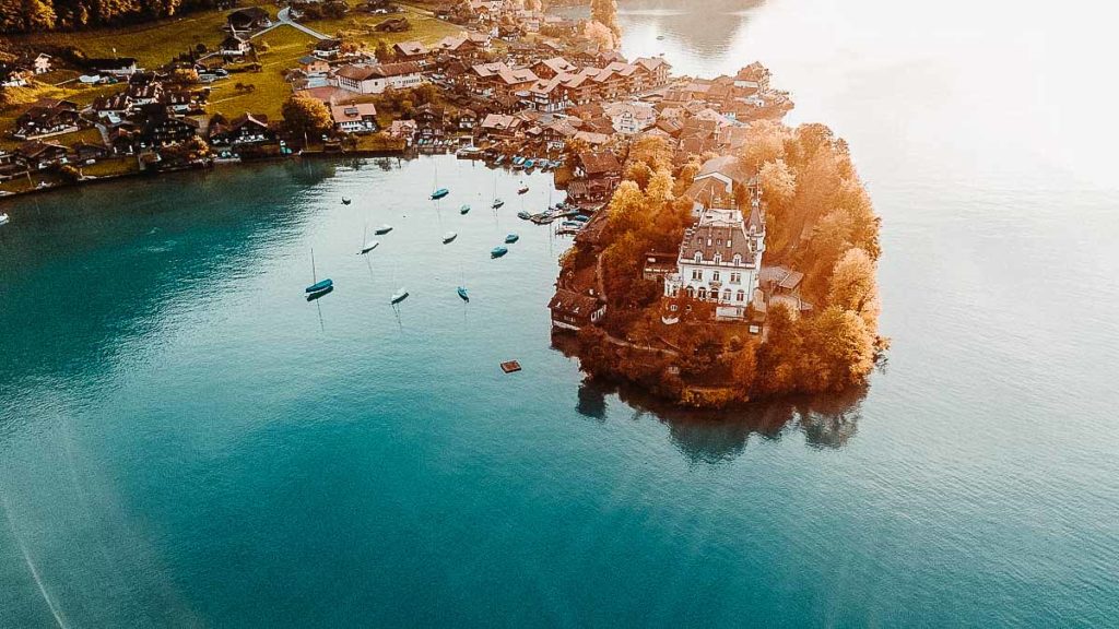 Getting around Switzerland_Lake Brienz Drone Shot