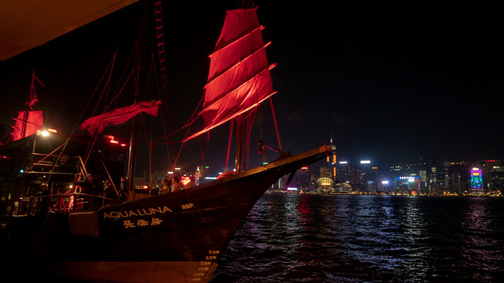 Aqualuna Sail Causeway Bay at Night - HK Itinerary