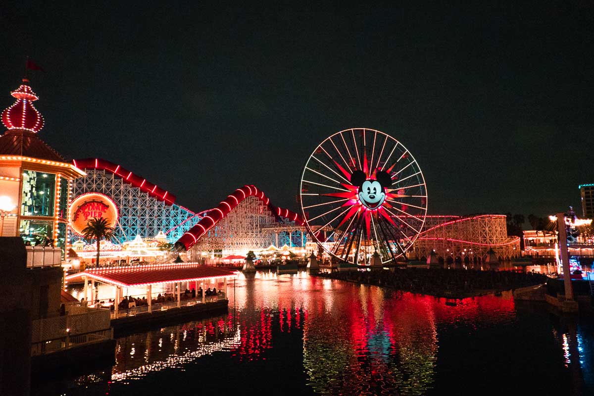 Nighttime Shot at Disney California Adventure Park - Los Angeles Theme Parks
