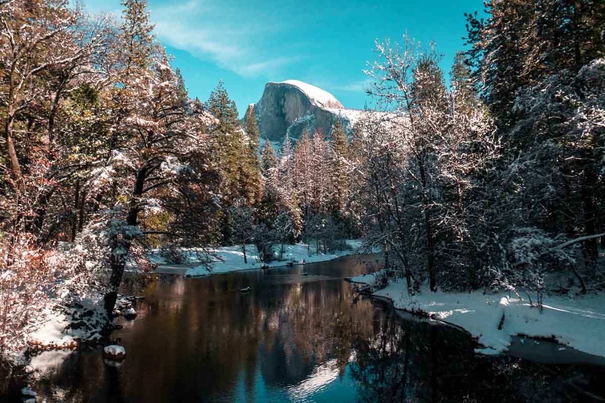 View of Half Dome from Sentinel Bridge - SF to LA Road Trip Itinerary