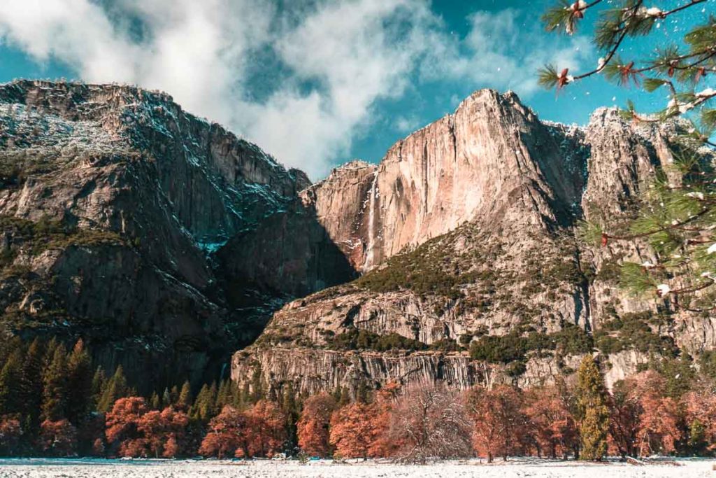 View of Yosemite Falls from the Bottom SF to LA Road Trip Itinerary - Singapore VTL Flights