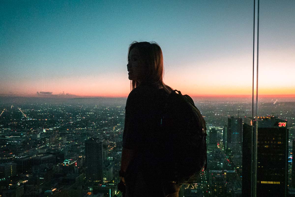 Watching at Sunset at OUE Skyspace LA - SF to LA Road Trip Itinerary