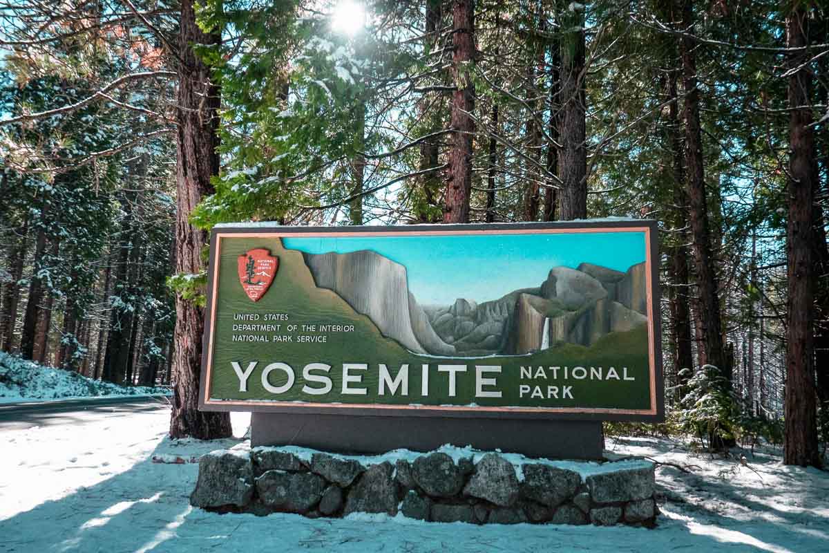 Yosemite National Park Big Oak Flat Entrance Signboard - SF to LA Road Trip Itinerary