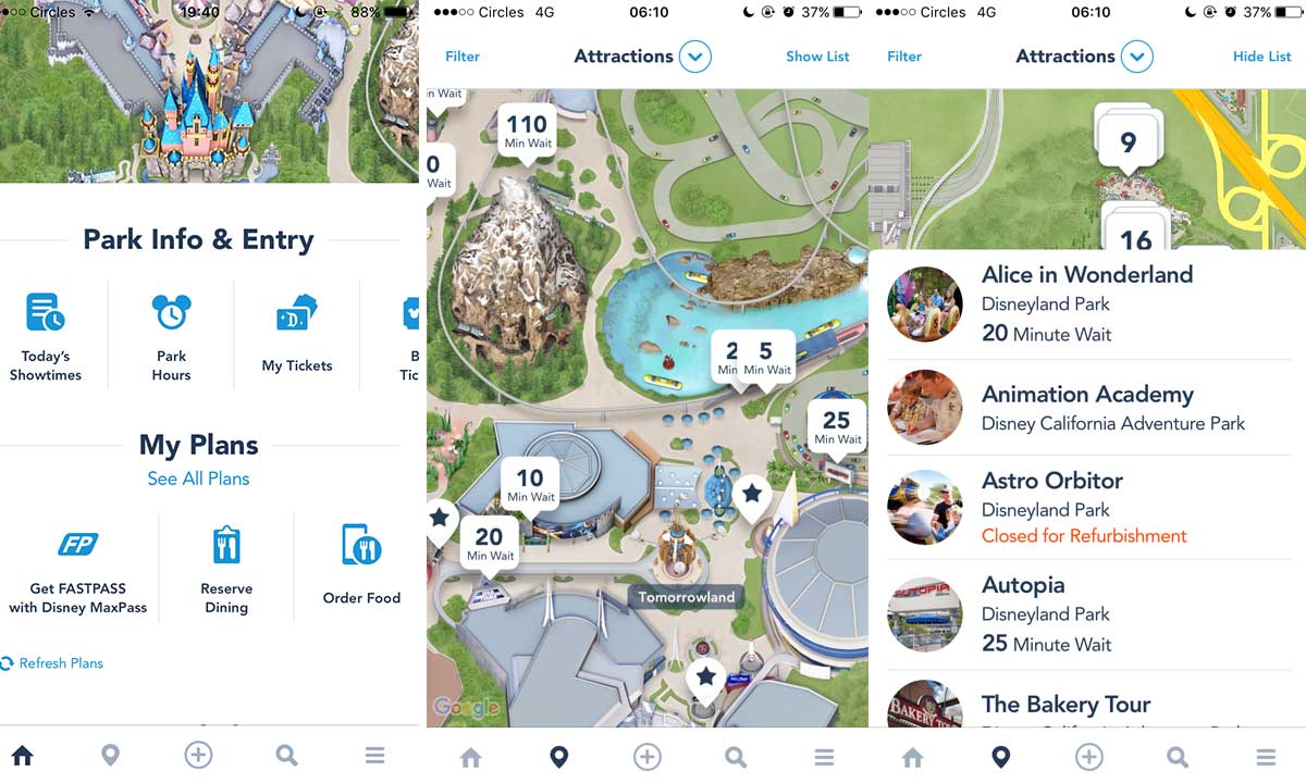 Disneyland Mobile App - Disneyland California Guide