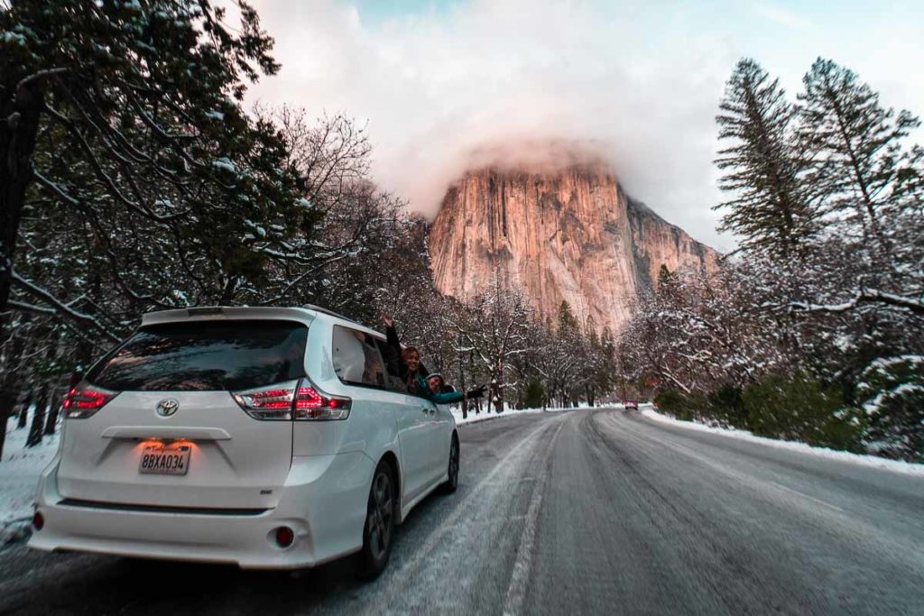 Driving towards El Capitan in Yosemite National Park SF to LA Road Trip Itinerary