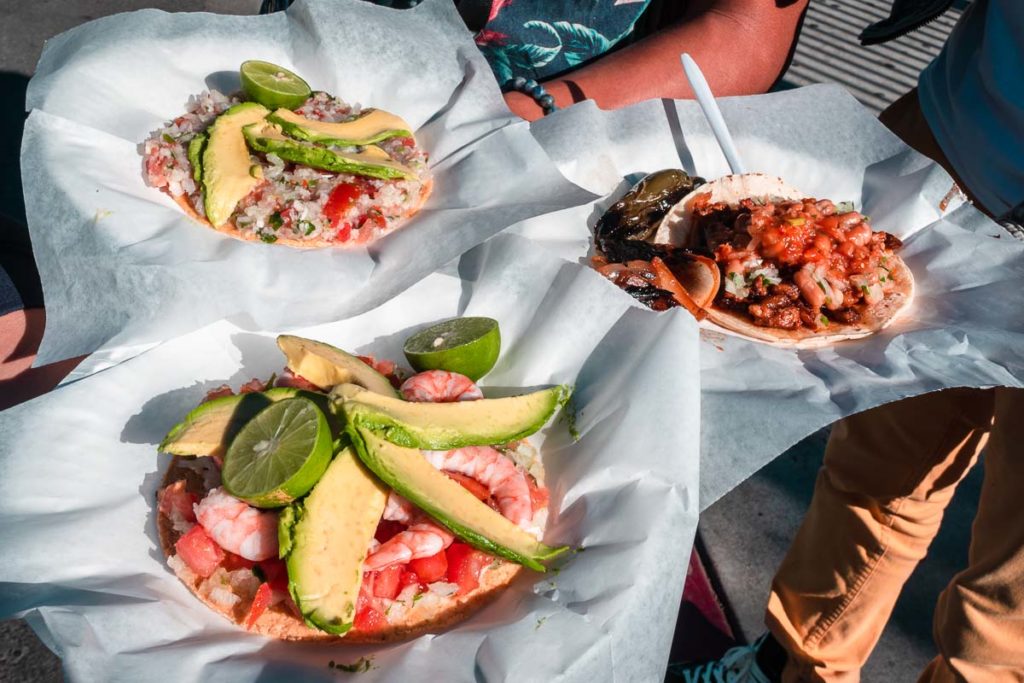Eating Tostadas from La Isla Bonita Taco Truck - Restaurants that deliver in Singapore