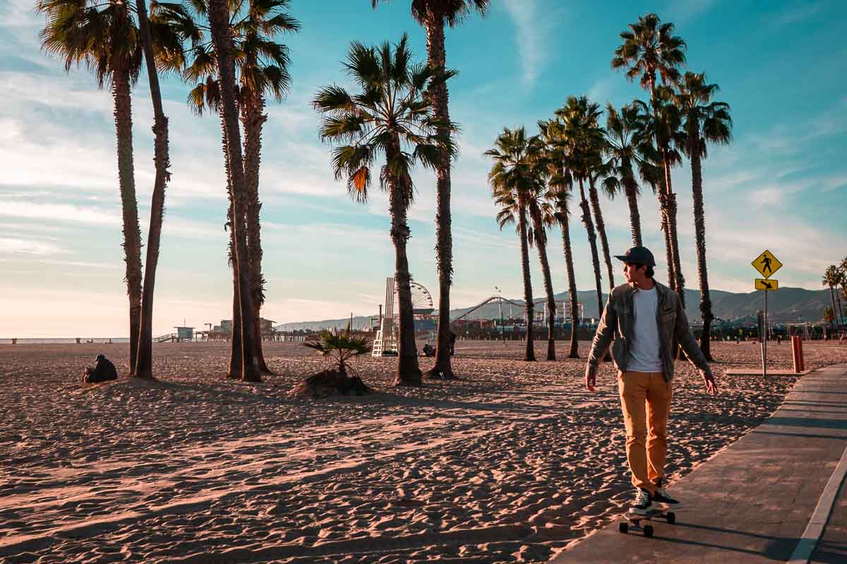 Skateboarding Down Santa Monica Beach - 3-Day Los Angeles Travel Guide