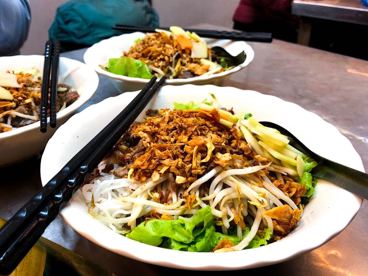 Beef Noodle Salad at Bun Bo Nam Bo - Backpacking Southeast Asia Itinerary