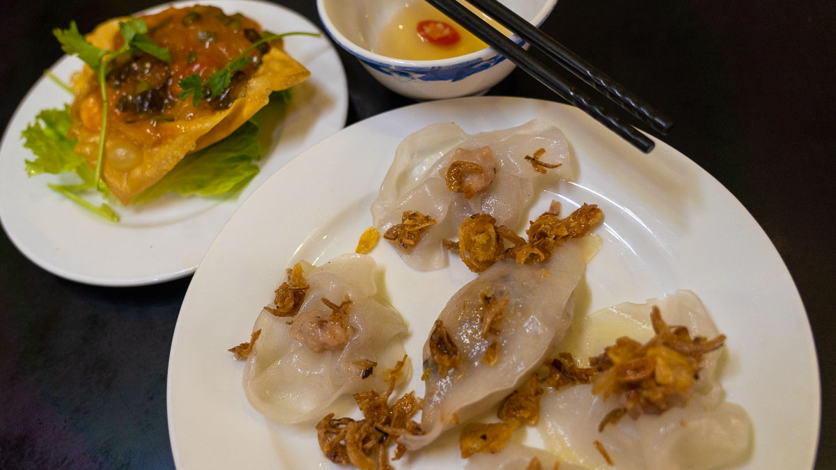 White Rose Dumplings and fried wantons - Central Vietnam Itinerary