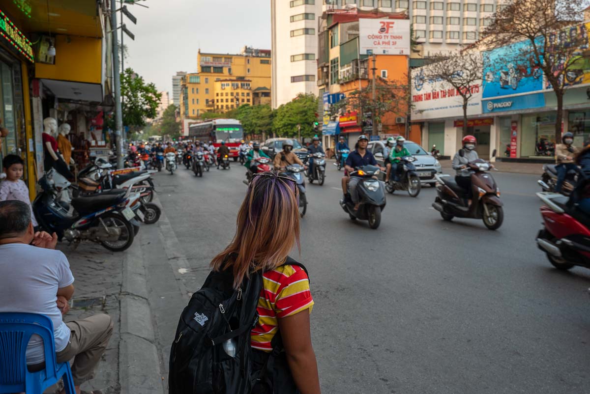 Crossing Chaotic Hanoi Roads - Vietnam Itinerary