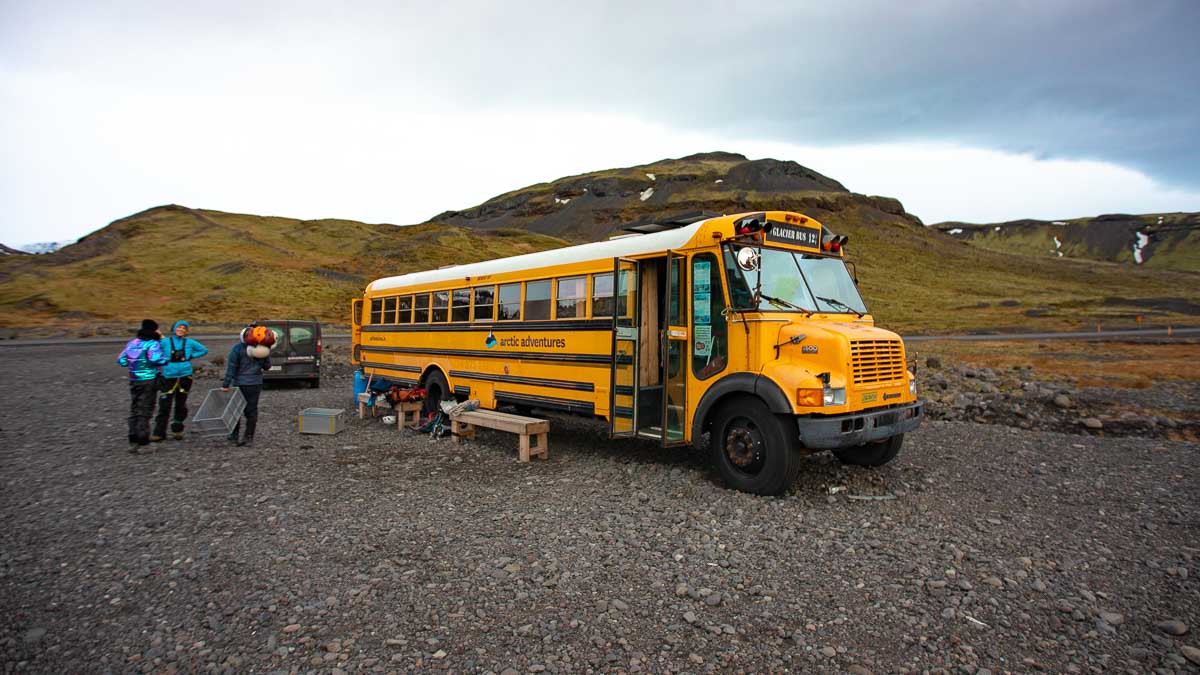 Glacier Walk School Bus - Iceland Itinerary Without A Car