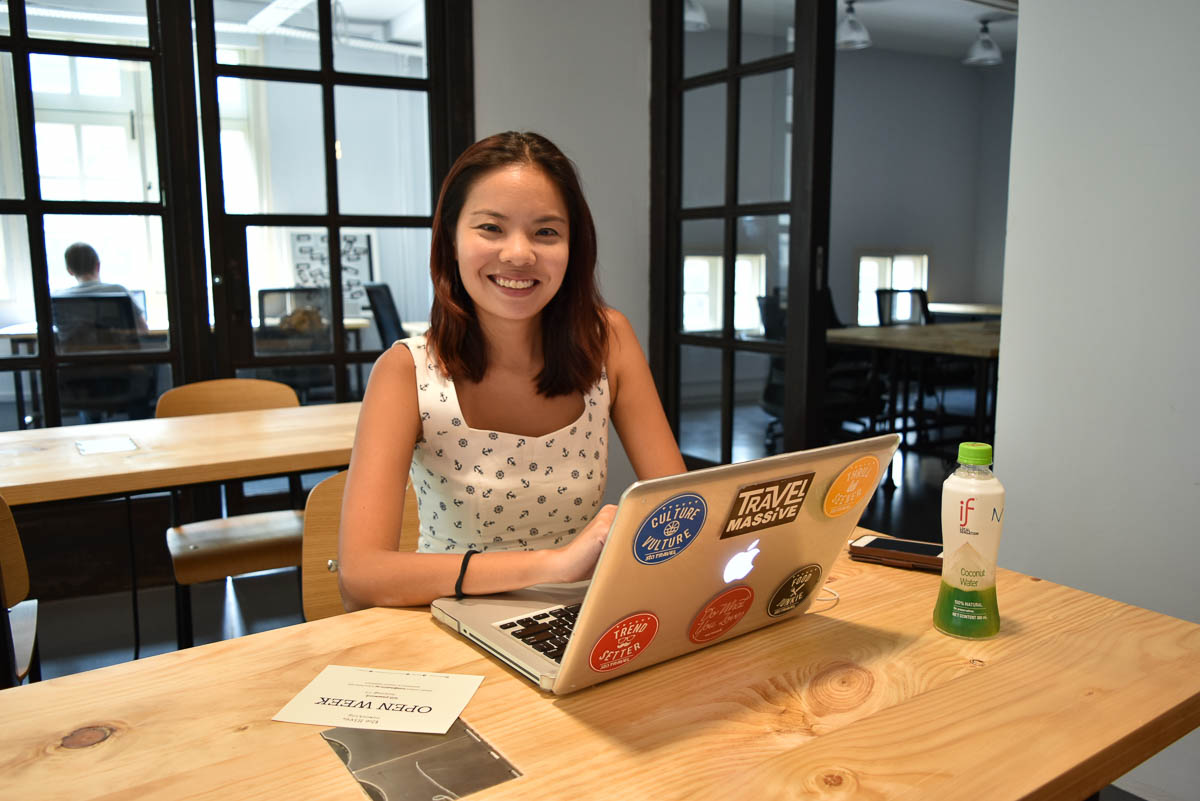 Nikki at the Hive Coworking Singapore (pic taken by the Hive) - Mar 2016 - Couchsurfing Change Life Singapore