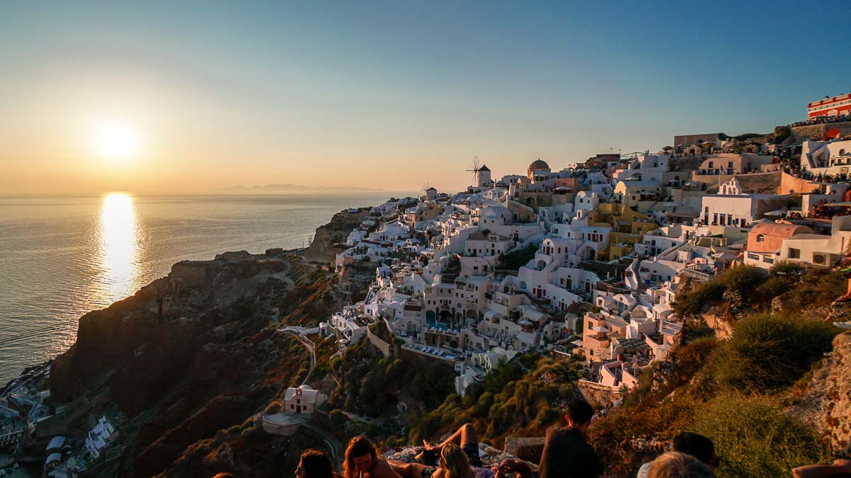 Sunset in Santorini, Greece - Europe Itinerary Backpacking on Budget