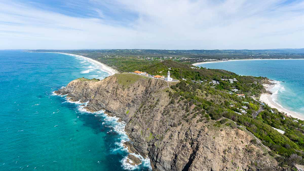 Aerial view of cape byron lighthouse - Byron Bay Guide