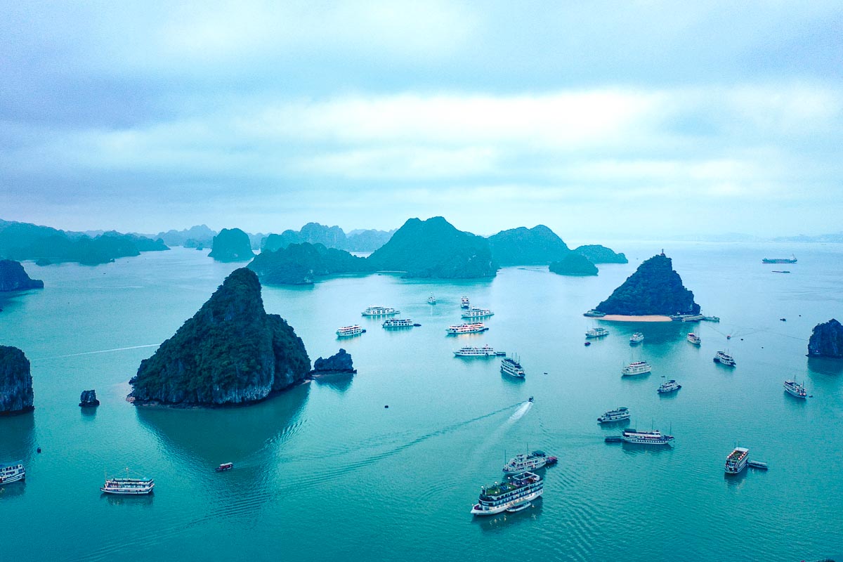 Halong Bay Drone Shot - Backpacking Southeast Asia Itinerary