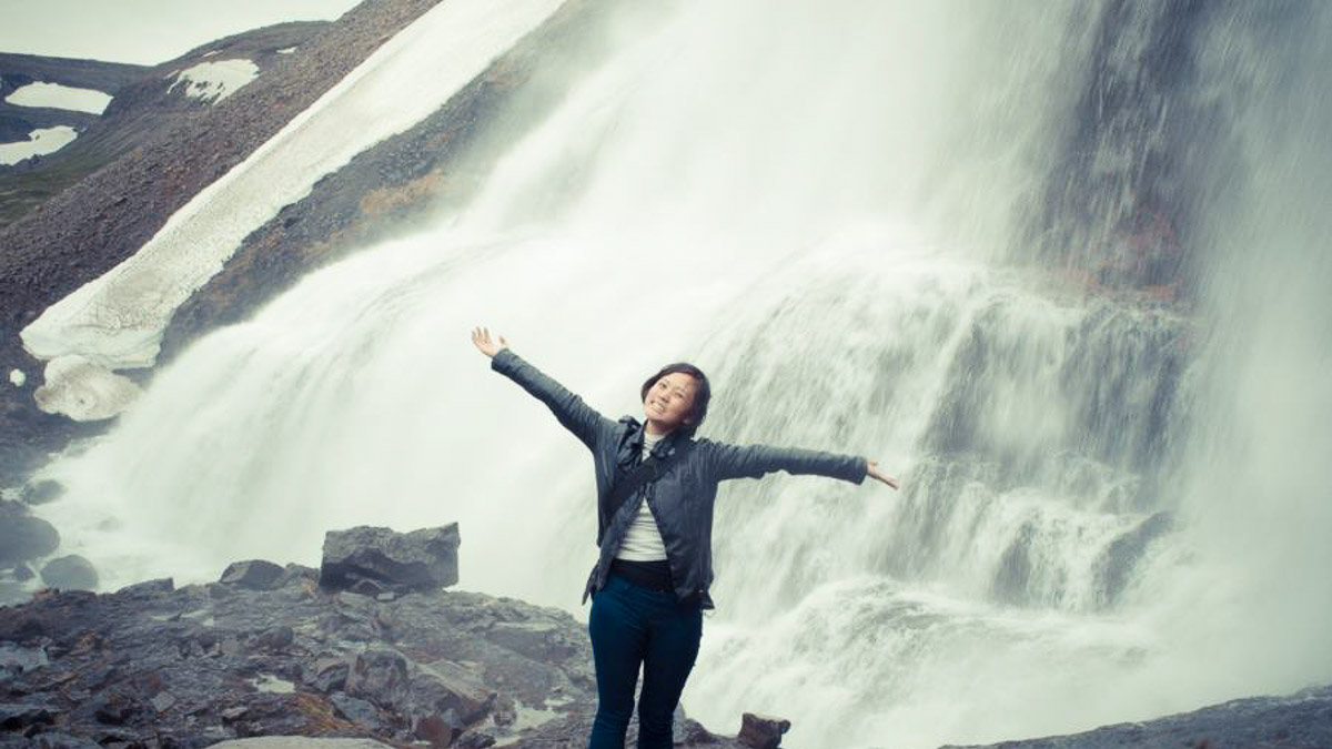 Cheryl At A Waterfall - Singaporeans Around The World Cheryl