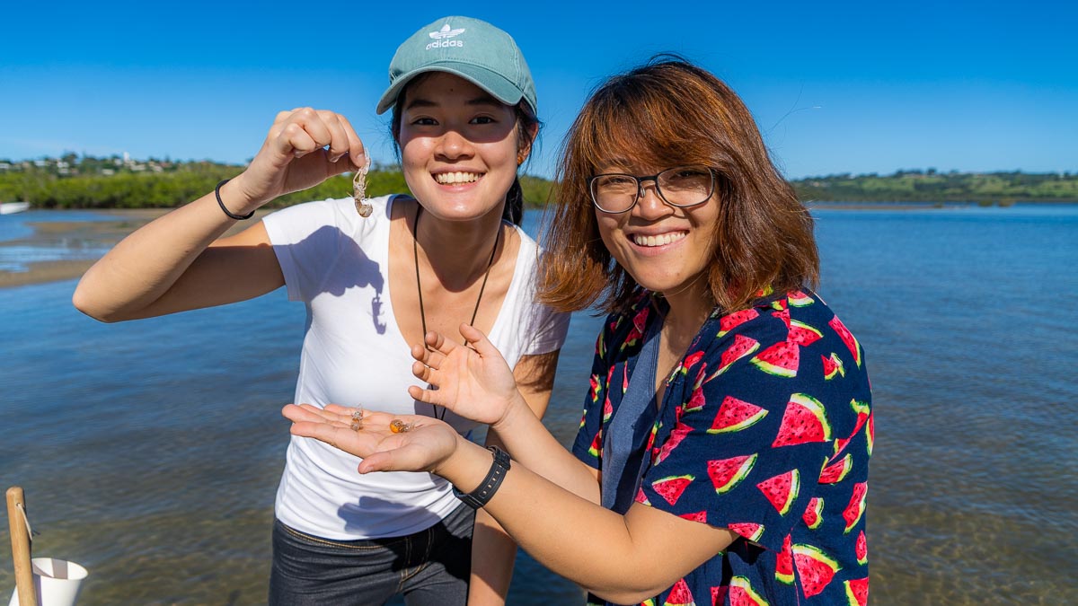 Holding Yabbies on Catch a Crab Tour - Byron Bay Guide