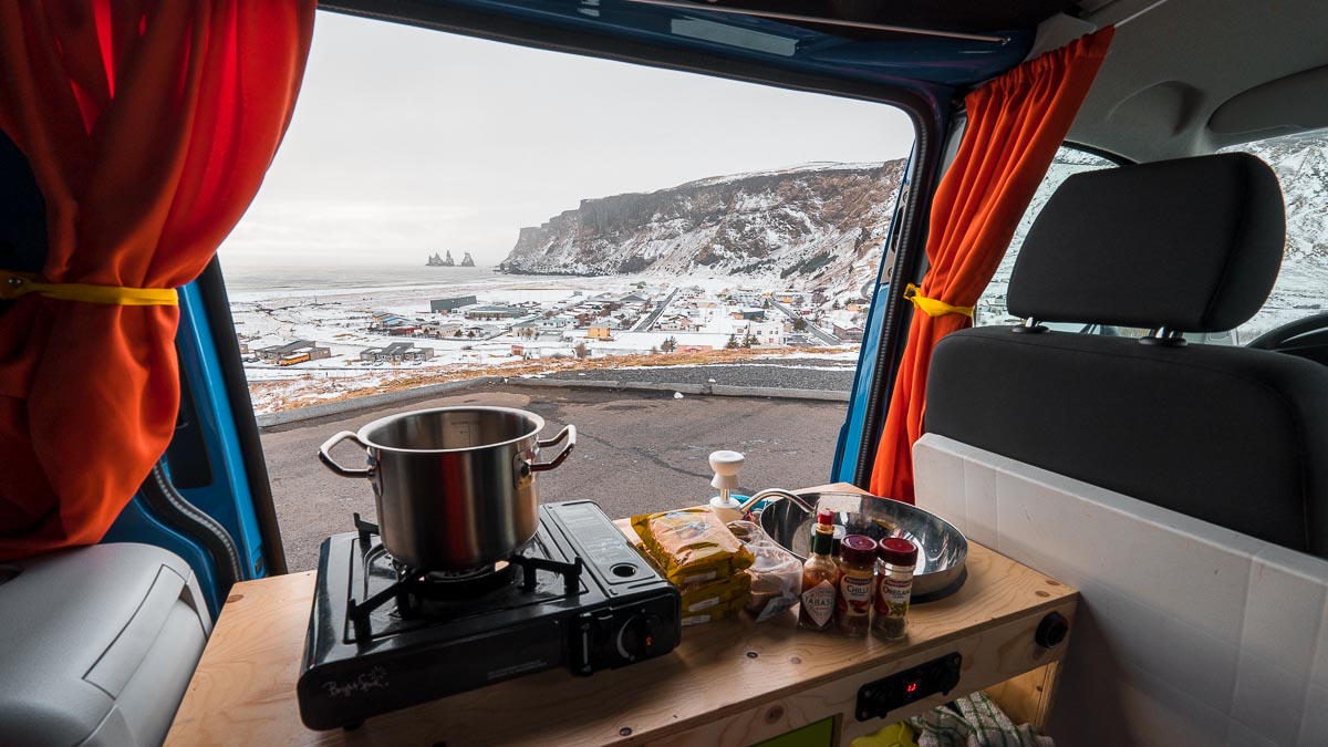 Lunch in Camper - Budget Iceland Itinerary
