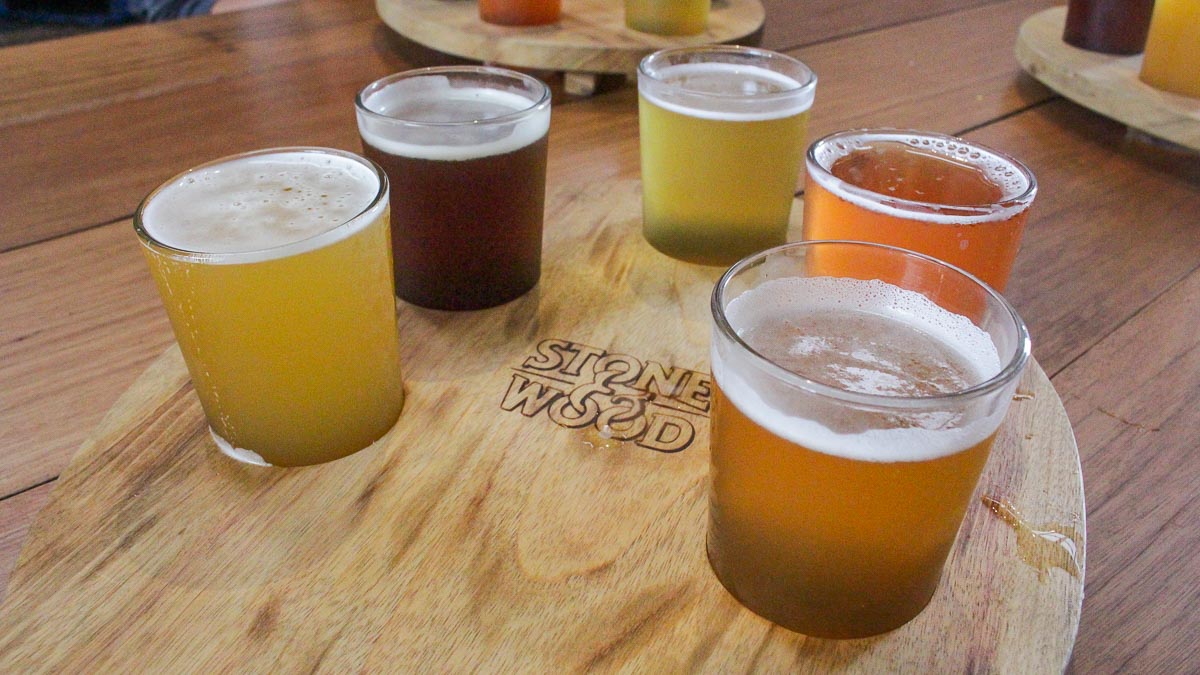 Stone & Wood Brewery taster palette - Byron Bay Guide