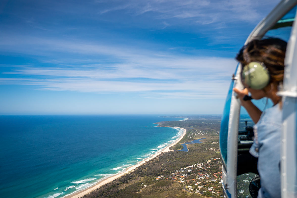 Viewing the Stretch of Bryon Beaches from Helicopter - Byron Bay NSW Itinerary