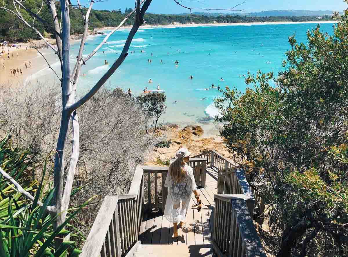Walking down Fisherman's Lookout at The Pass - Byron Bay NSW Itinerary