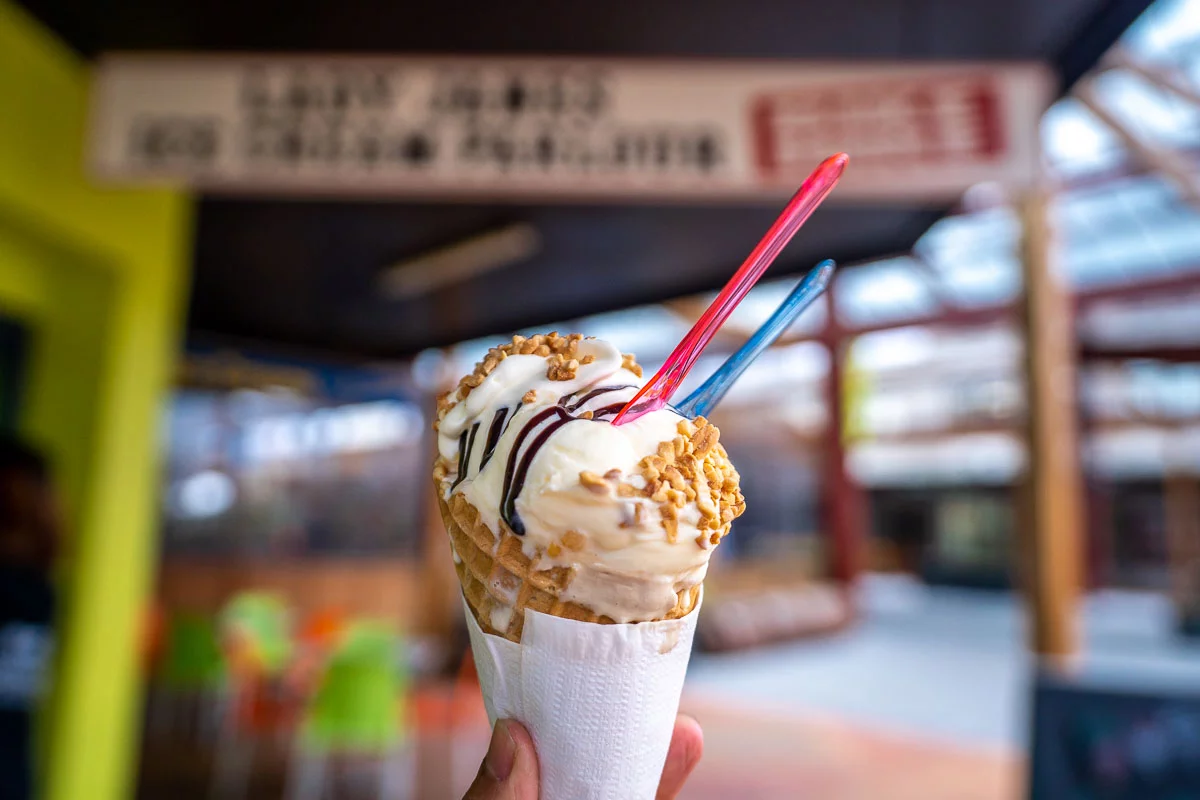 ロトルアのレディージェーンのアイスクリームパーラーでダブルスクープ-ニュージーランド旅程ノースアイランド