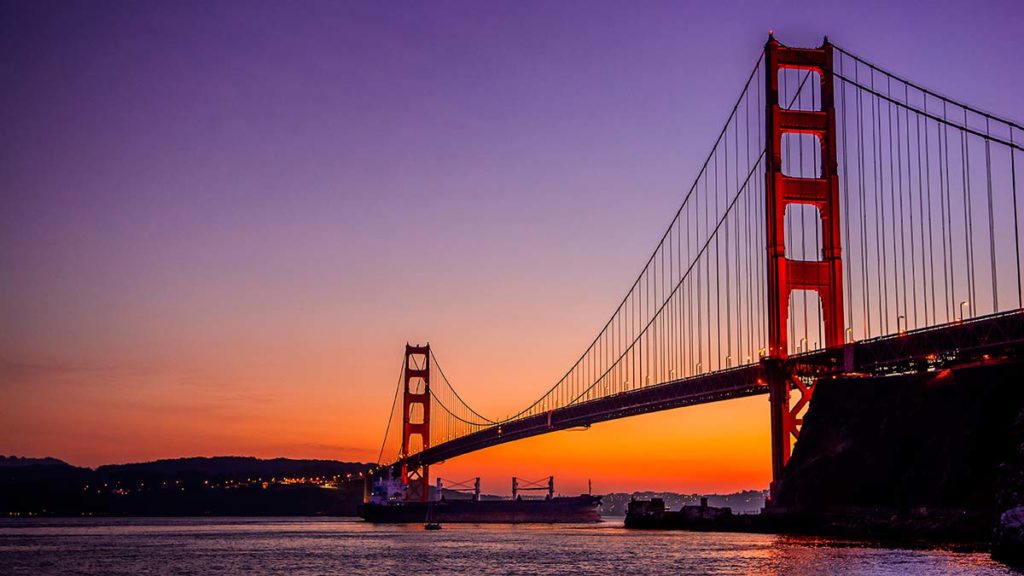 Golden Gate Bridge in San Francisco Sunset - USA road trip