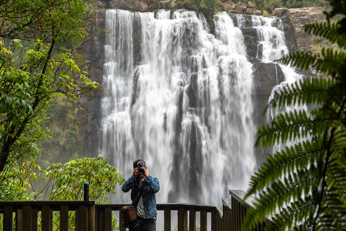 Taking Photos at Maropoka Falls - New Zealand Itinerary North Island