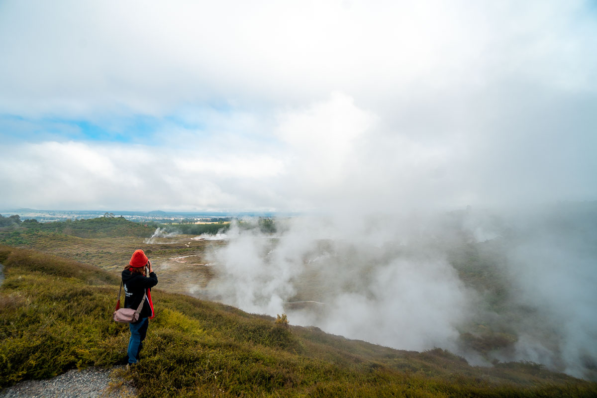 Taking Photos at Wai-O-Tapu - New Zealand Itinerary North Island