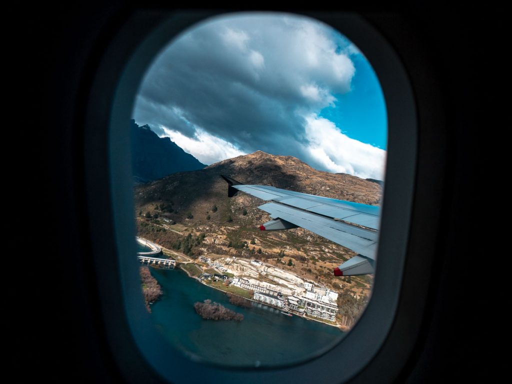 Airplane Window View Overlooking Queenstown - Budget New Zealand