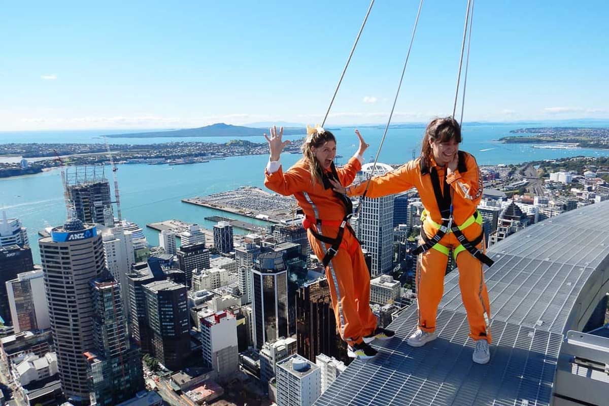 Auckland SkyWalk Leaning Over the Edge - New Zealand Best Things to Do