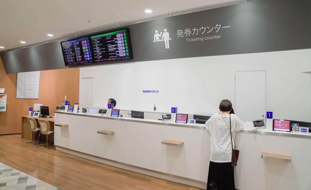 Counter at the Matsumoto Bus Terminal in Nagano - Nagano Itinerary for Couples Kamikochi Norikura Matsumoto